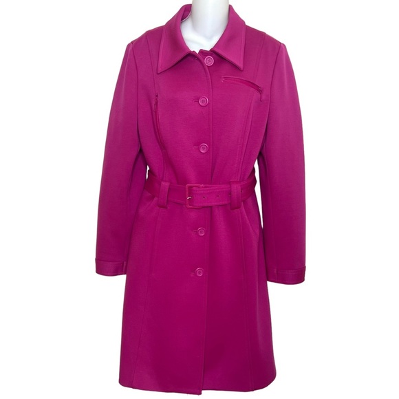 IDEOLOGY BRIGHT PINK BELTED TRENCH COAT SIZE LARGE “Barbie Pink” - Picture 1 of 11